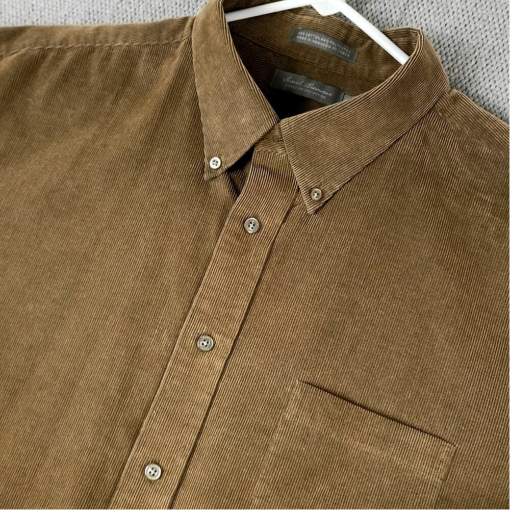 Daniel Cremieux Corduroy Button Down Shirt Mens XXL Rustic Brown Casual Comfort